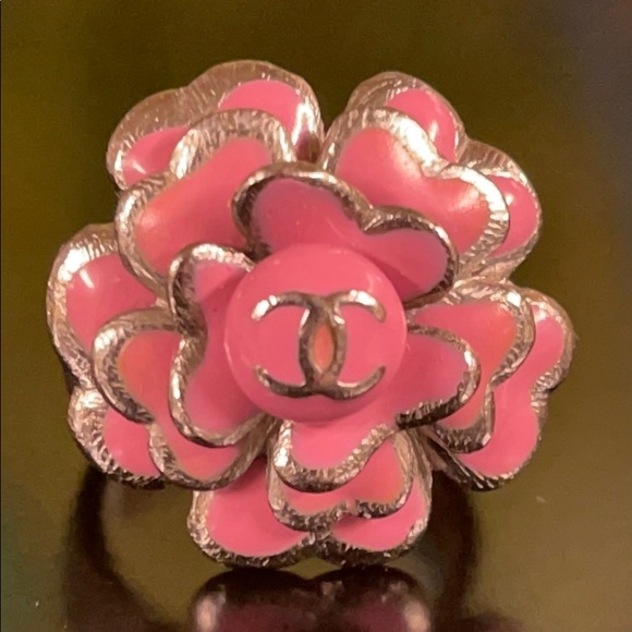 WOW POSHMARK - Authentic Chanel Camilla Silver & Pink Flower Design Winner Ring - Picture 15 of 16